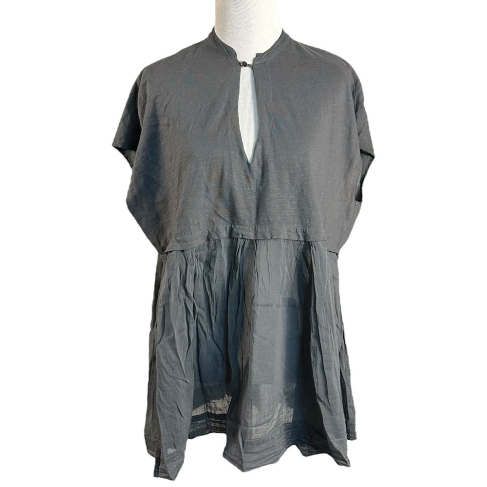 Alessia Santi Italian Subversive Artsy LagenLook Lightweight Peplum Top Large 40